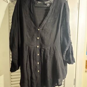 Spense Black Button-Up Blouse